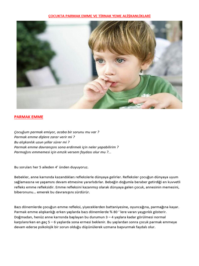 Parmak Emme Ve Tirnak Yeme Aliskanliklari | PDF