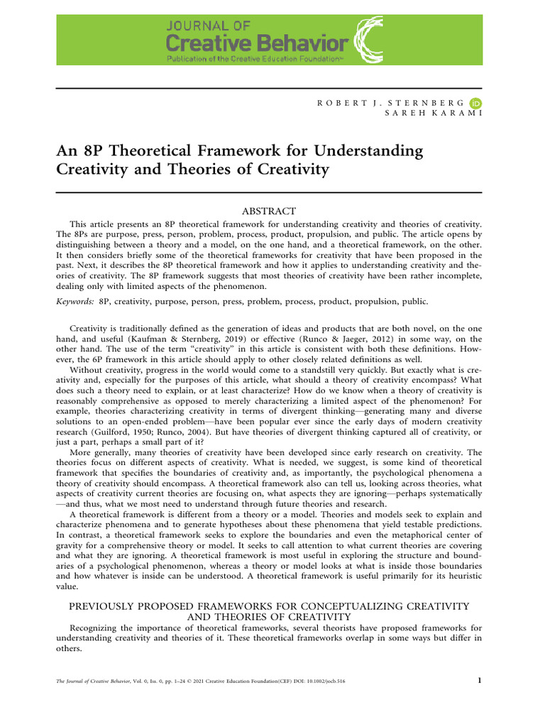 8P Framework for Understanding Creativity | PDF | Creativity | Theory