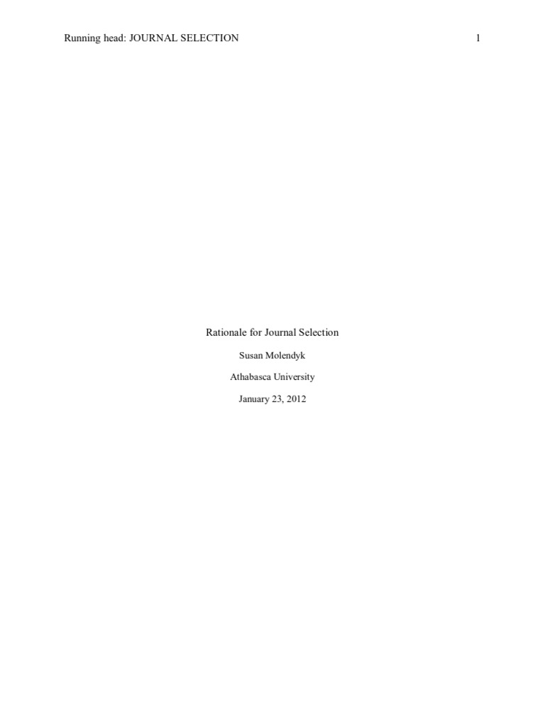 Rationale For Journal Selection | PDF | Nursing | Medical Diagnosis