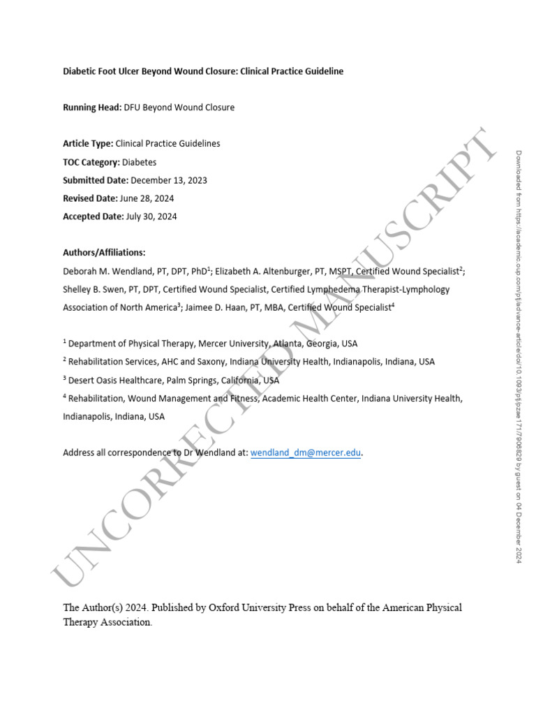 Diabetic Foot Ulcer Care Guide | PDF | Physical Therapy | Diabetes