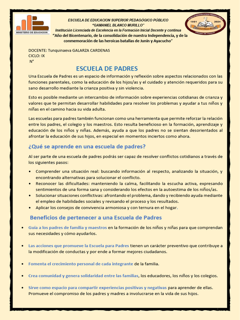 CLASE 5 ESCUELA DE PADRES IX CICLO INICIAL 2024 (4) | PDF | Enseñando ...