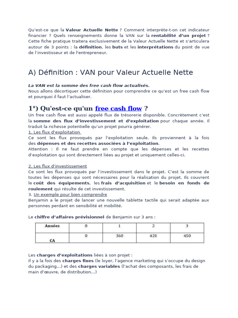 Comprendre la Valeur Actuelle Nette | PDF | Fonds de roulement | Investir