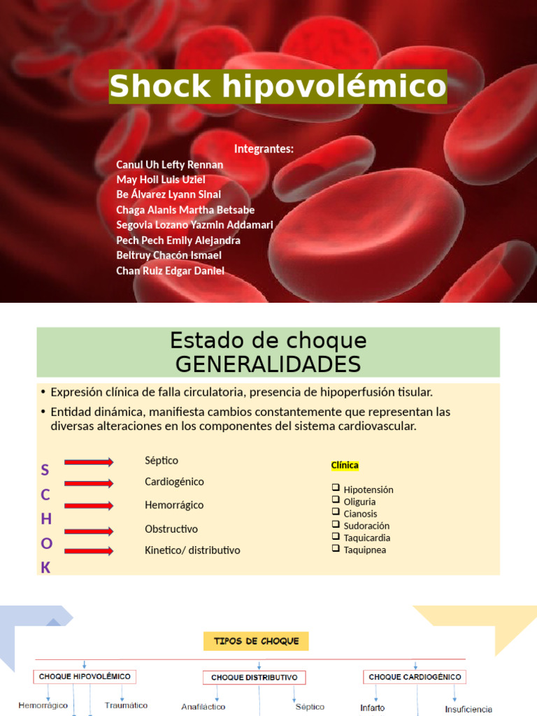 Manejo del Shock Hipovolémico | PDF | Medicina CLINICA | Especialidades ...
