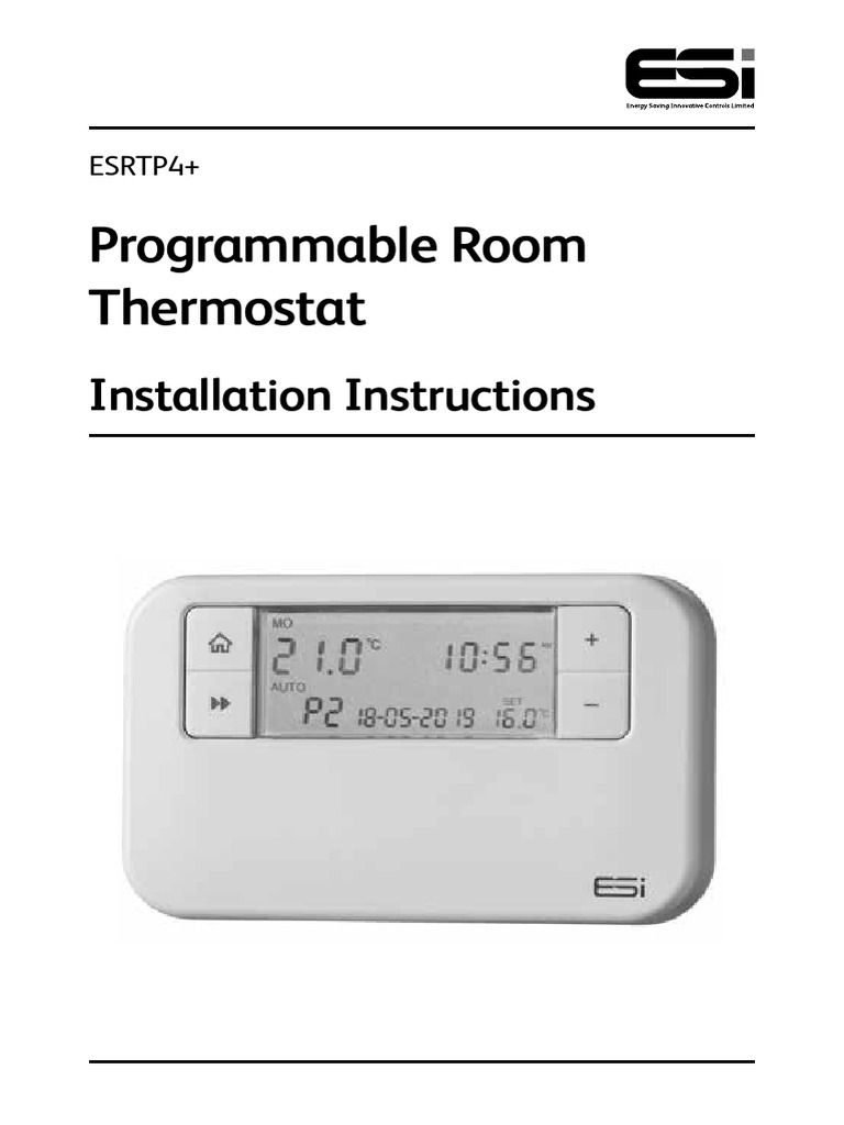 ESRTP4+ Installation Instructions | PDF | Thermostat | Switch