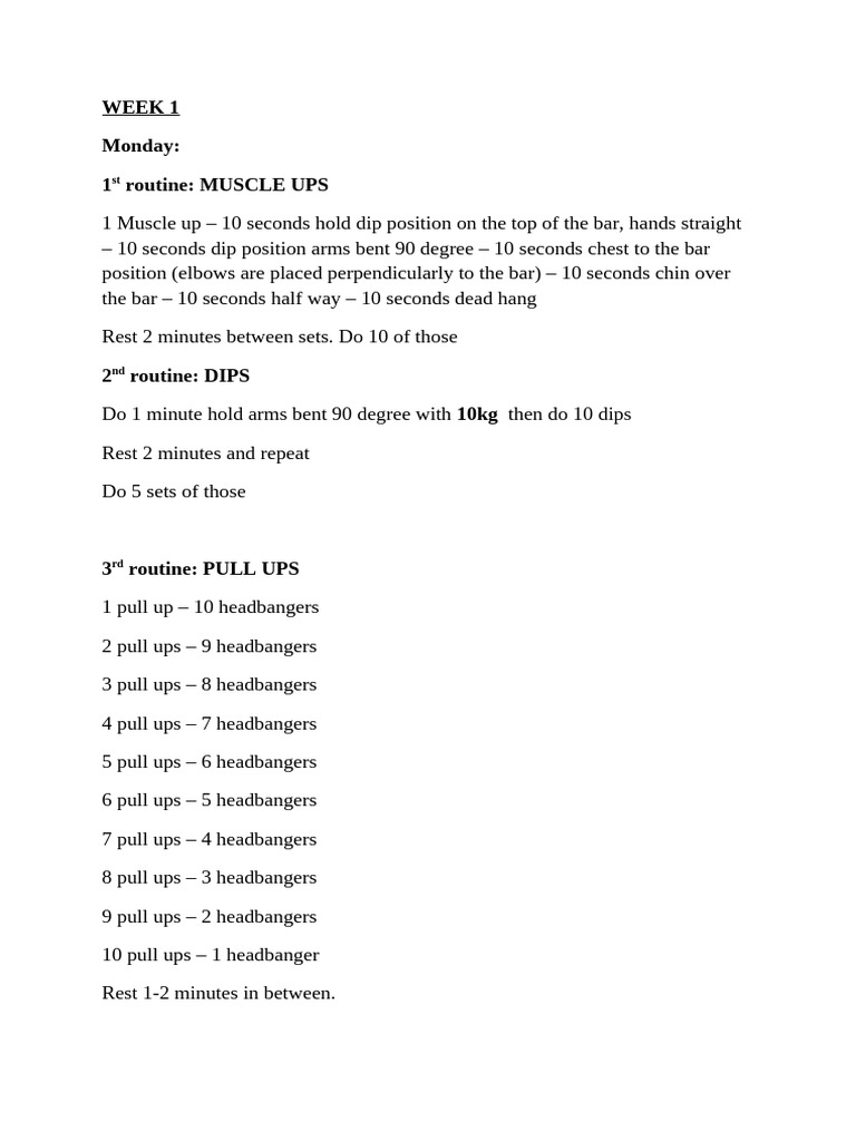 Advanced Muscle-Up and Dip Workout Plan | PDF | Sports Science ...