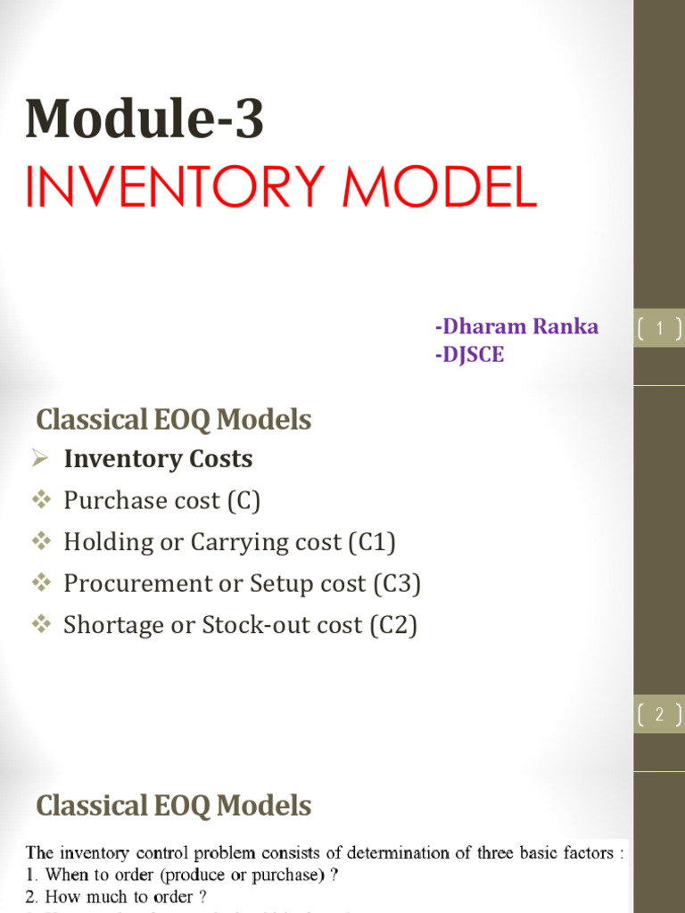 Mod 3 Inventory Model 1 PDF Applied Mathematics Financial Economics
