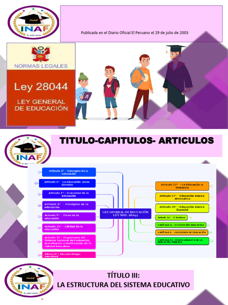 sesion 2. LEY DE EDUCACION-1 | PDF | Educación primaria | Aprendizaje