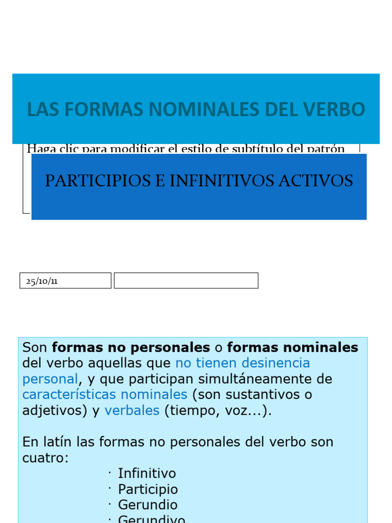 Formas Nominales del Verbo en Latín | PDF | Verbo | Adjetivo