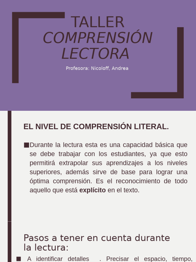 Niveles de Comprensión Lectora y Momentos de La Lectura | PDF ...