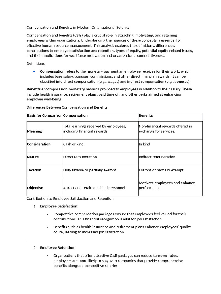Compensation and Benefits | PDF | Compensation And Benefits | Employee ...