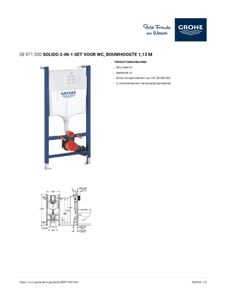 GROHE Specification Sheet 38971000 | PDF