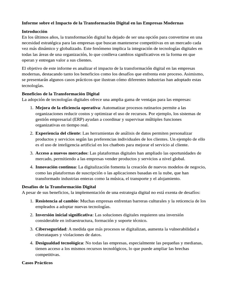 Impacto de la Transformación Digital | PDF | Business | Informática
