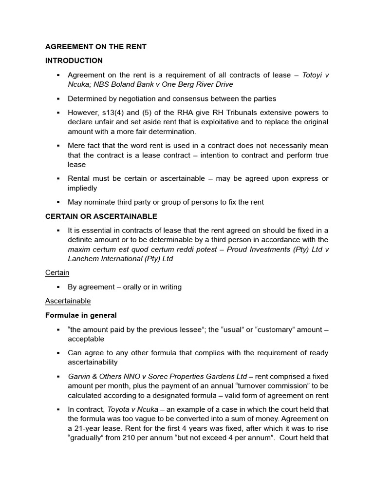 Understanding Rent Agreements in Leases | PDF | Lease | Renting