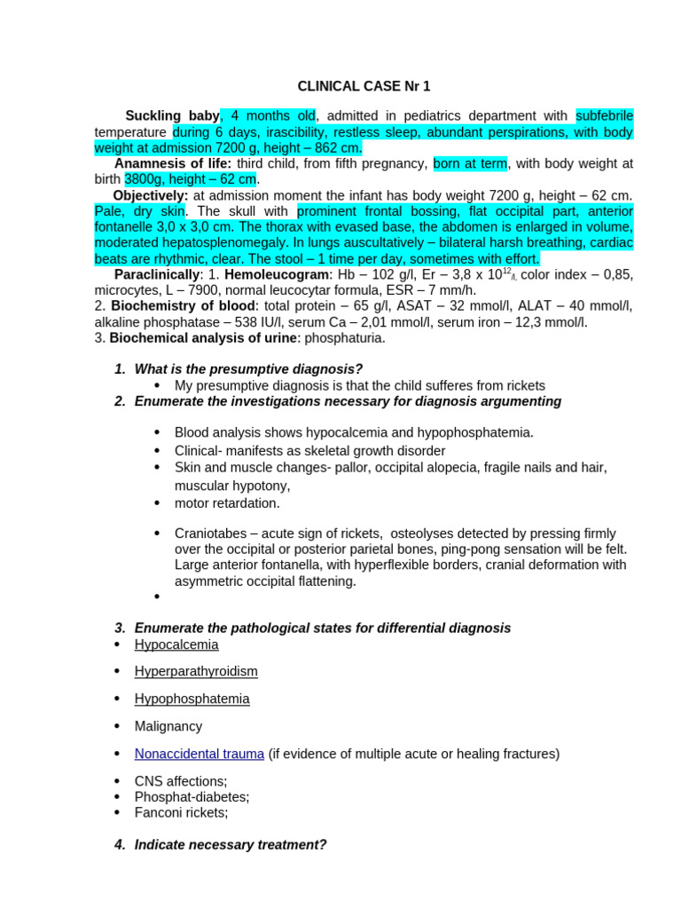 Rickets Diagnosis and Management in Infants | PDF | Skull | Vertebral ...