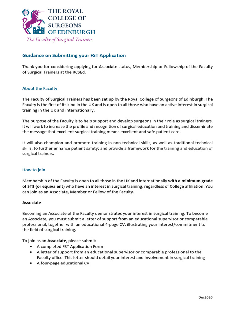 fst-application-guidance-2022- | PDF | Postgraduate Education | Fellow