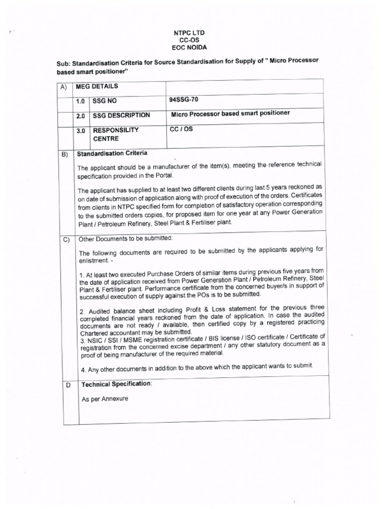 Ntpc specs | PDF