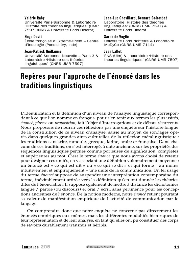 Approche historique de l'énoncé linguistique | PDF | sanskrit | Phrase