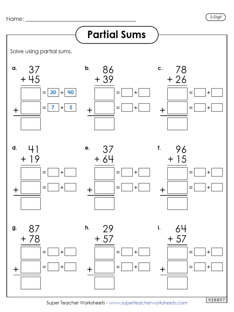 Partial Sum 2 Digit - PSUMT (Dragged) (Dragged) | PDF