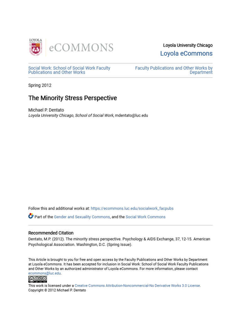 The Minority Stress Perspective | PDF