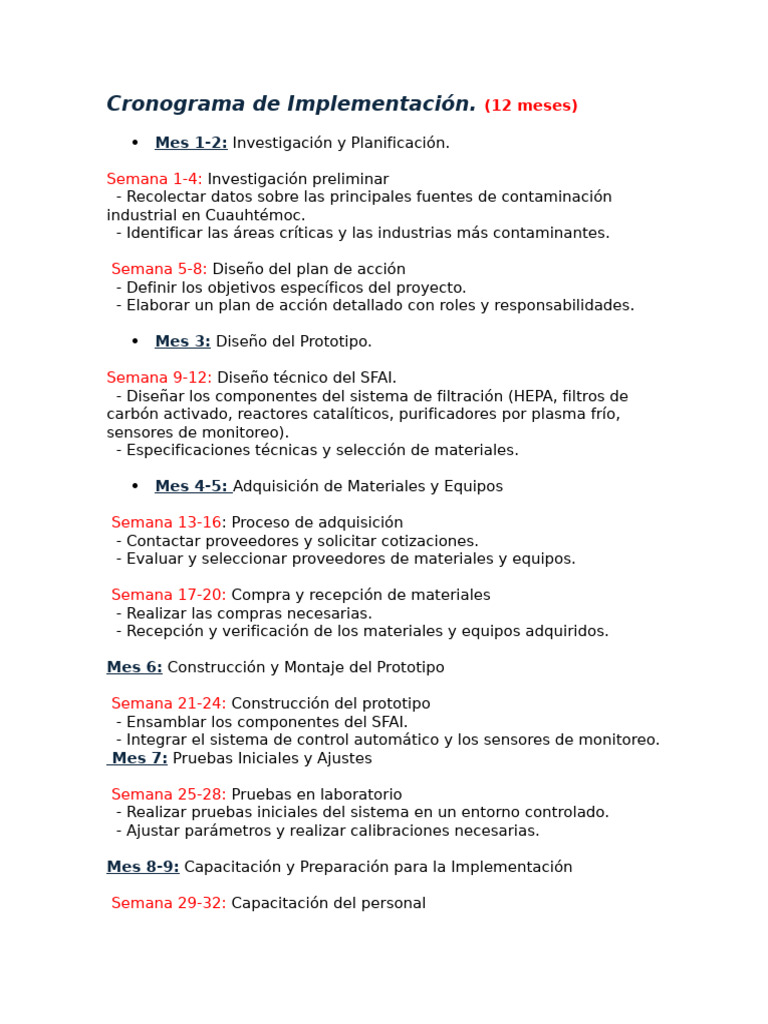 Diseño de Cronograma de Implementación | PDF | Diseño