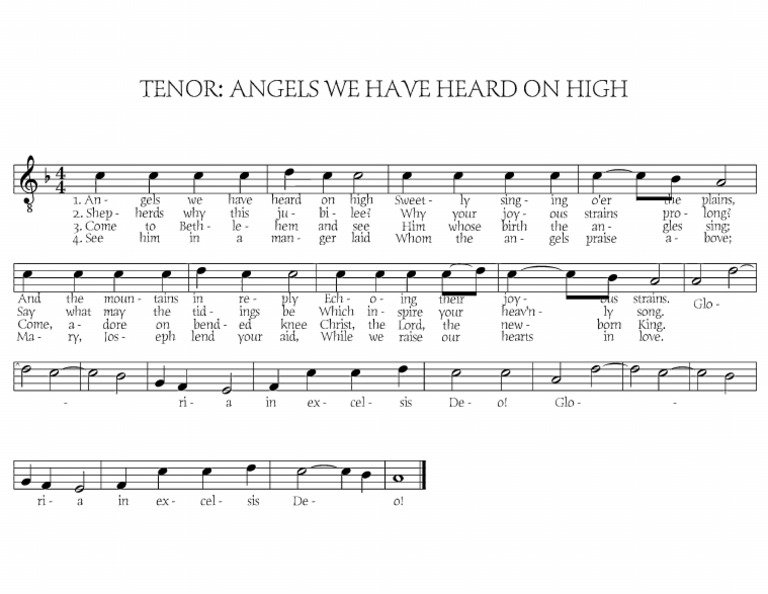 Angels We Have Heard On High (Tenor Part) | PDF