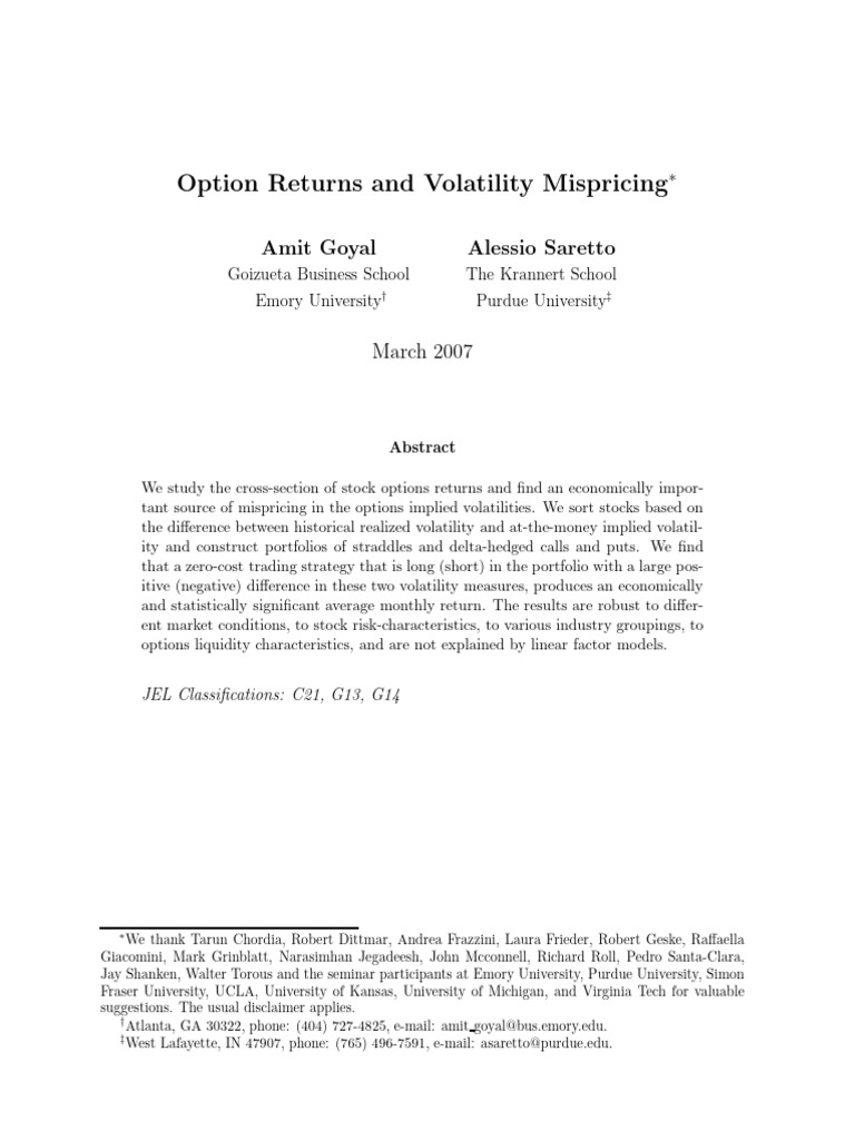 Volatility Mispricing in Options Trading | PDF | Option (Finance ...