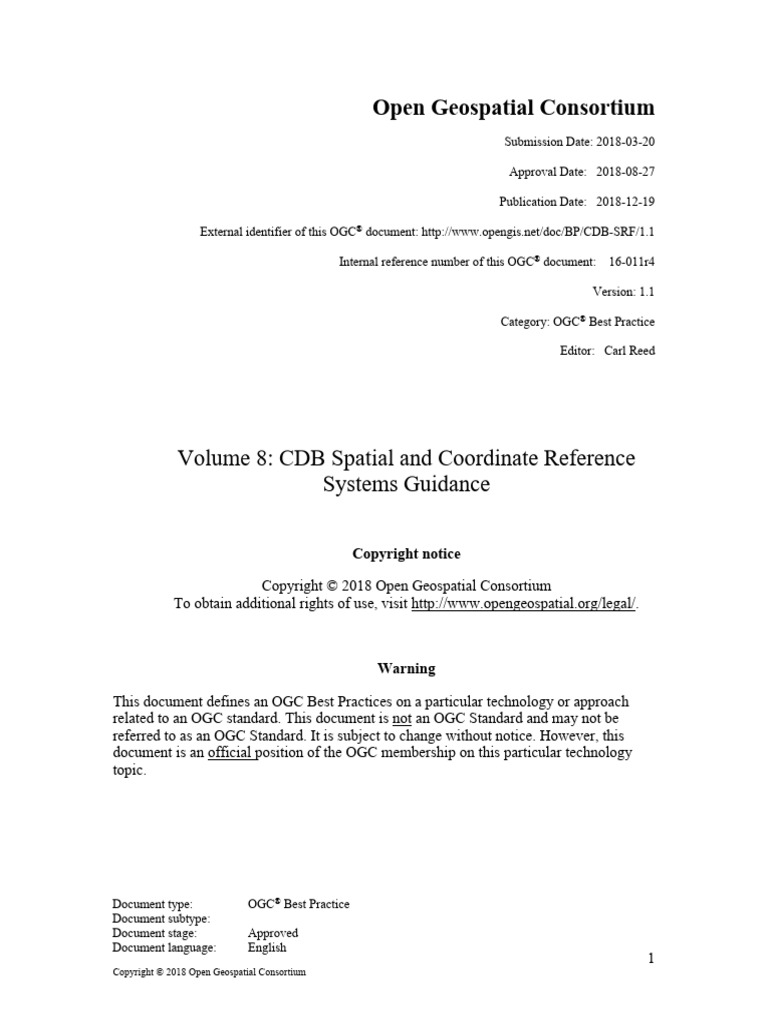 16-011r4 Volume 8 CDB Spatial and Coordinate Reference Systems Guidance ...