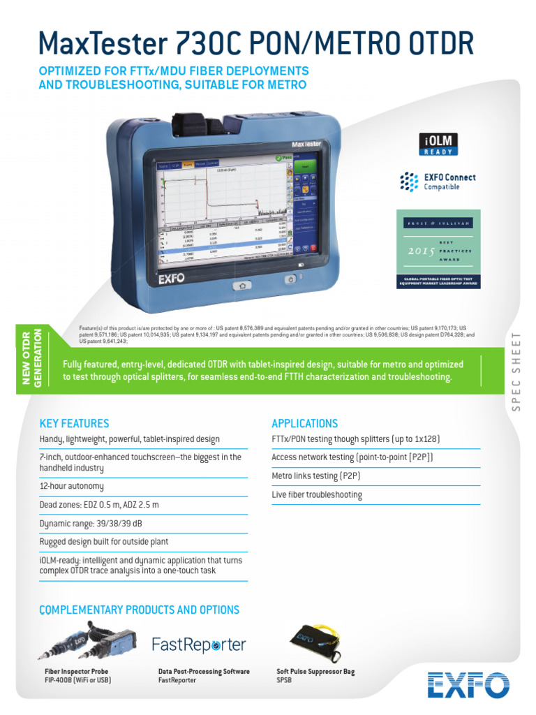 exfo_spec-sheet_maxtester-730c_v6_en | PDF | Optical Fiber | Decibel