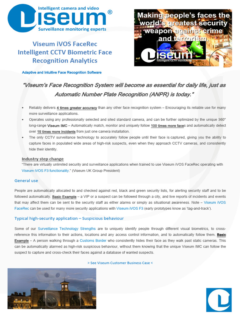 Viseum Face Recognition Software Overview | PDF | Surveillance | Closed ...