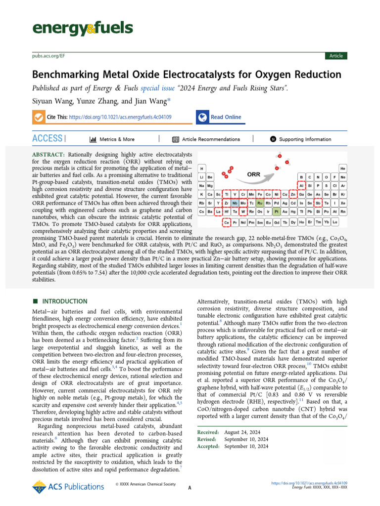 Wang Et Al 2024 Benchmarking Metal Oxide Electrocatalysts For Oxygen ...