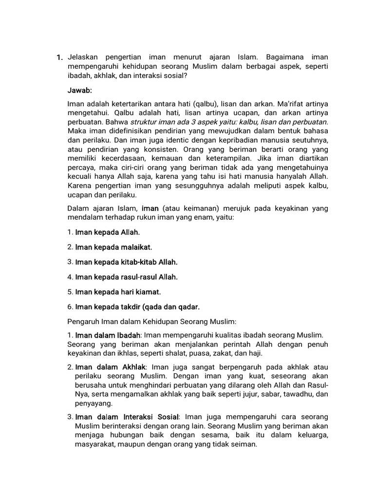 Pengertian dan Pengaruh Iman dalam Islam | PDF
