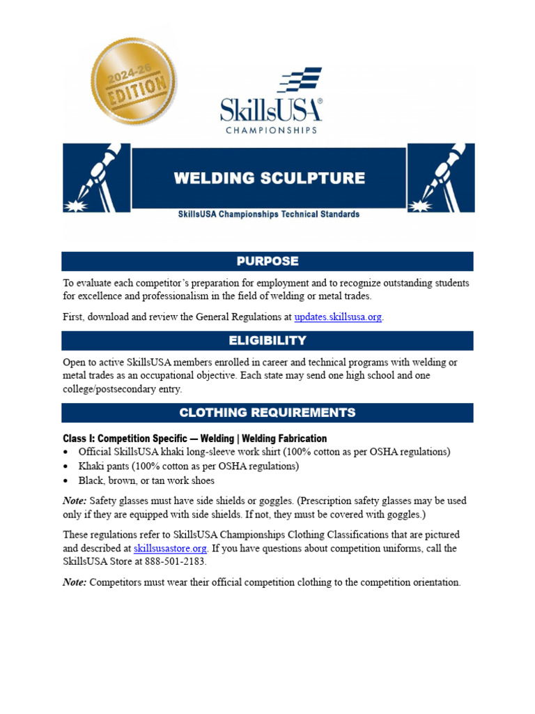 SkillsUSA Welding Sculpture Guidelines | PDF | Welding | Construction