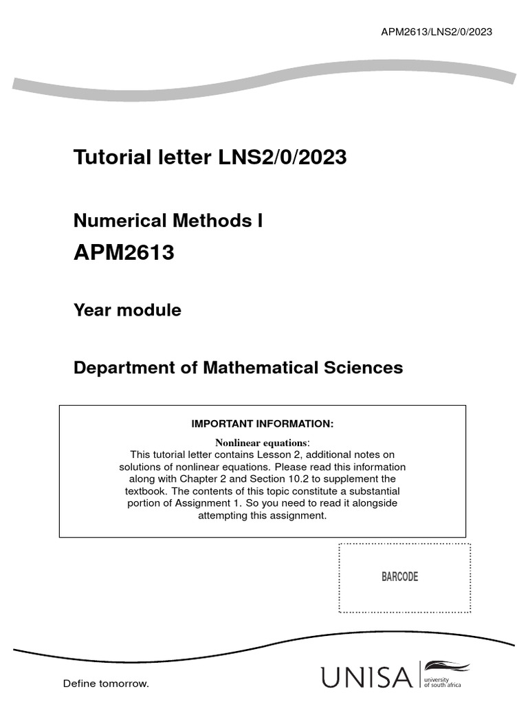 Nonlinear Equations in APM2613 | PDF | Equations | Function (Mathematics)