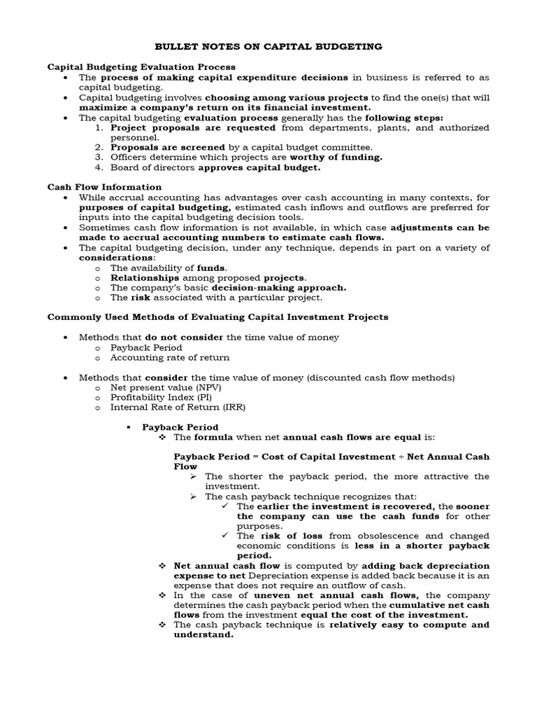 Capital Budgeting Evaluation Methods | PDF | Capital Budgeting | Net ...