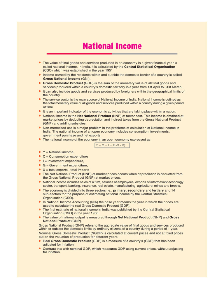 Understanding National Income in India | PDF | Gross Domestic Product ...