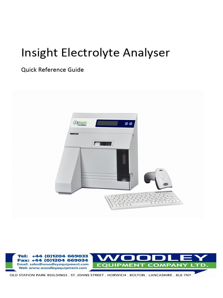 Insight Electrolyte Analyzer Guide | PDF | Electrical Connector | Blood ...