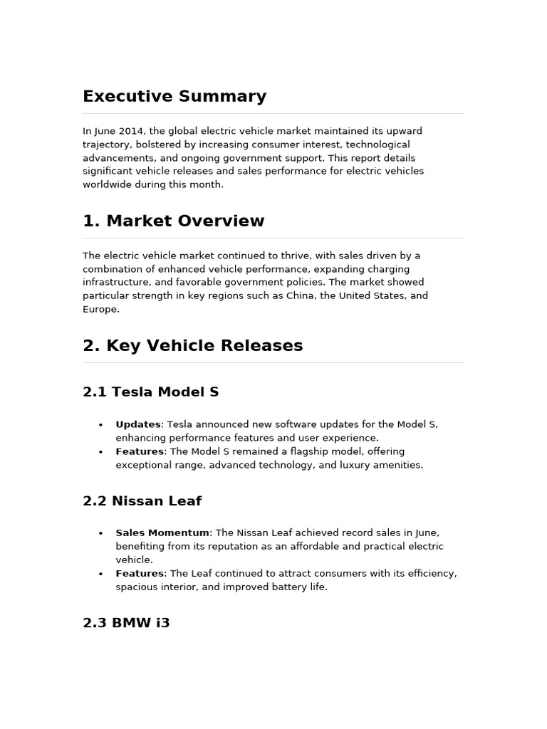 June 2014 Electric Vehicle Market Update | PDF | Plug In Hybrid ...