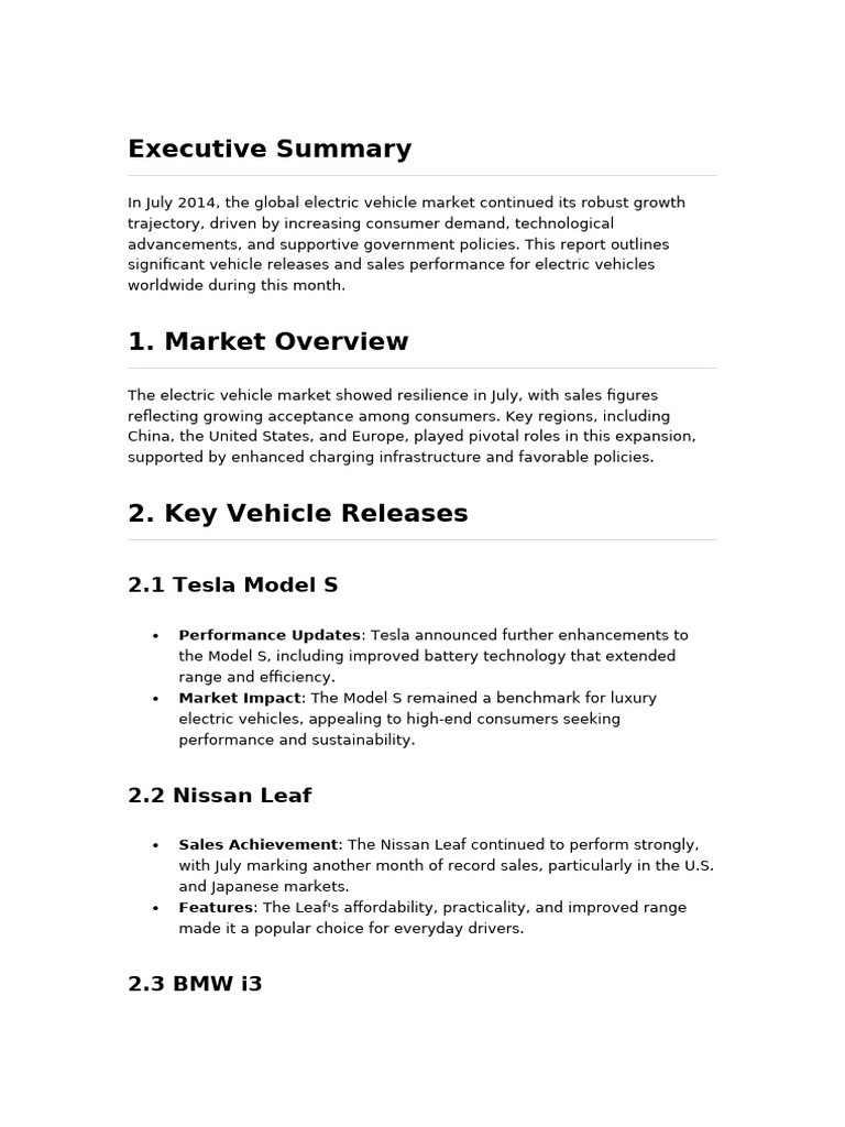 July 2014 Electric Vehicle Market Update | PDF | Plug In Hybrid ...