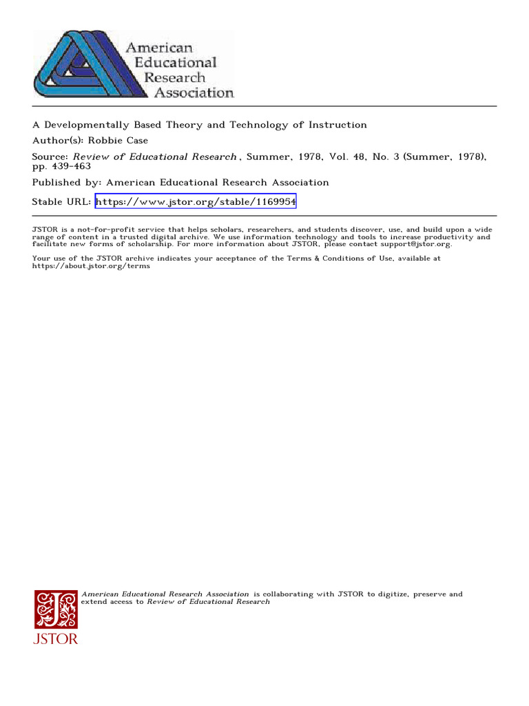 Robbie Case's Developmental Theory | PDF | Working Memory | Memory