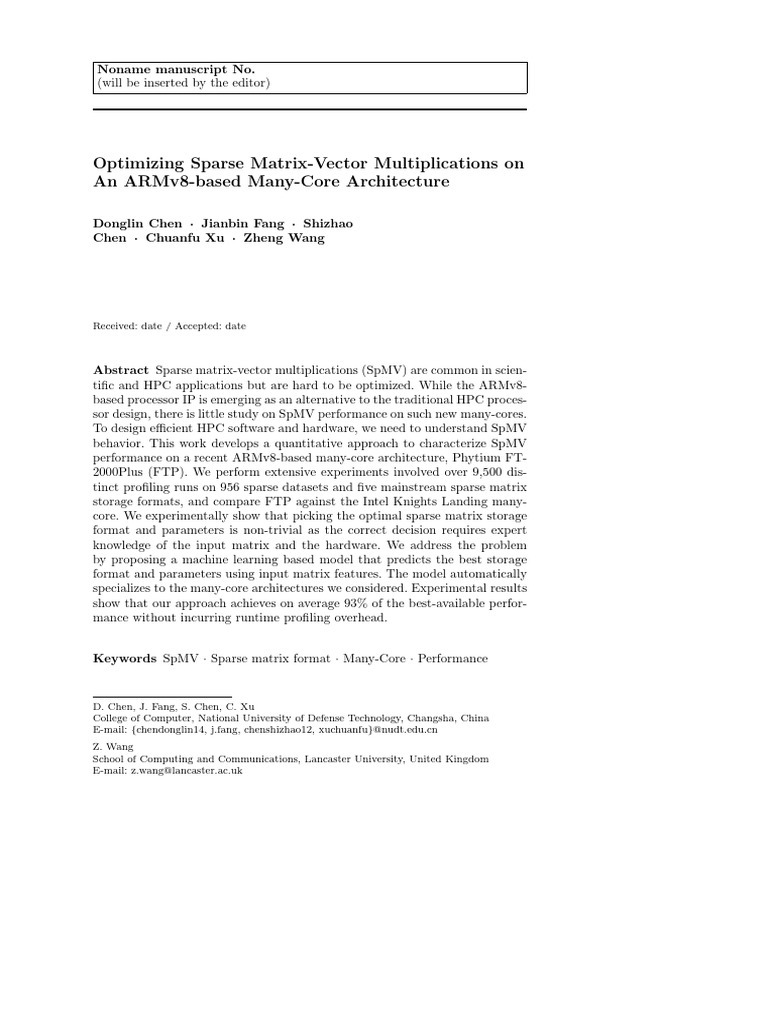 2018 optimizing sparse matrix vector multiplications on armv8 based