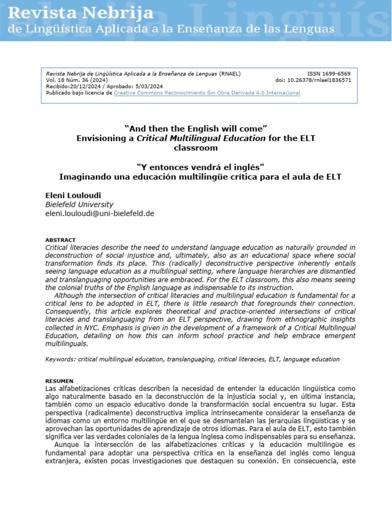 Critical Multilingual Education in ELT | PDF | Multilingualism | Teachers