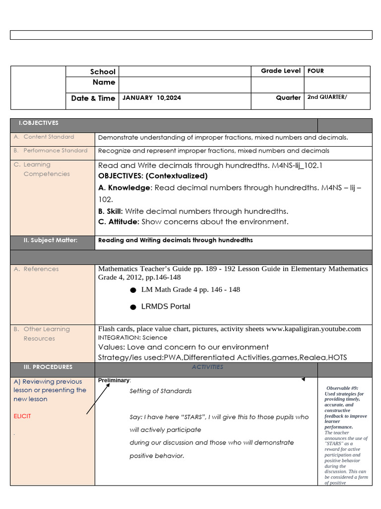 Q2 COT MATH 4 | PDF | Learning | Numbers