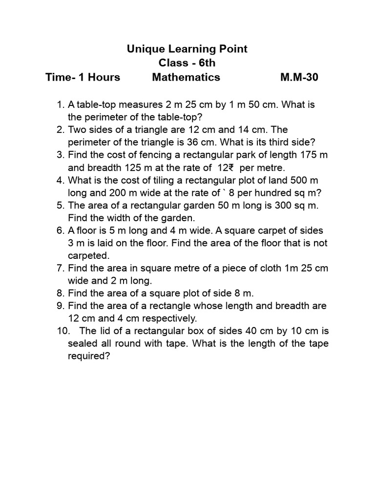 Math Problems for 6th Graders | PDF