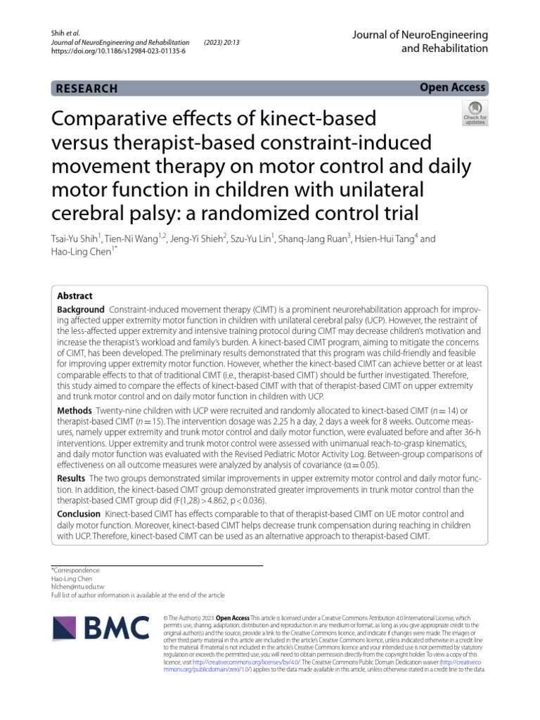 Comparative Effects of Kinect Based | PDF | Neuroscience | Medical ...