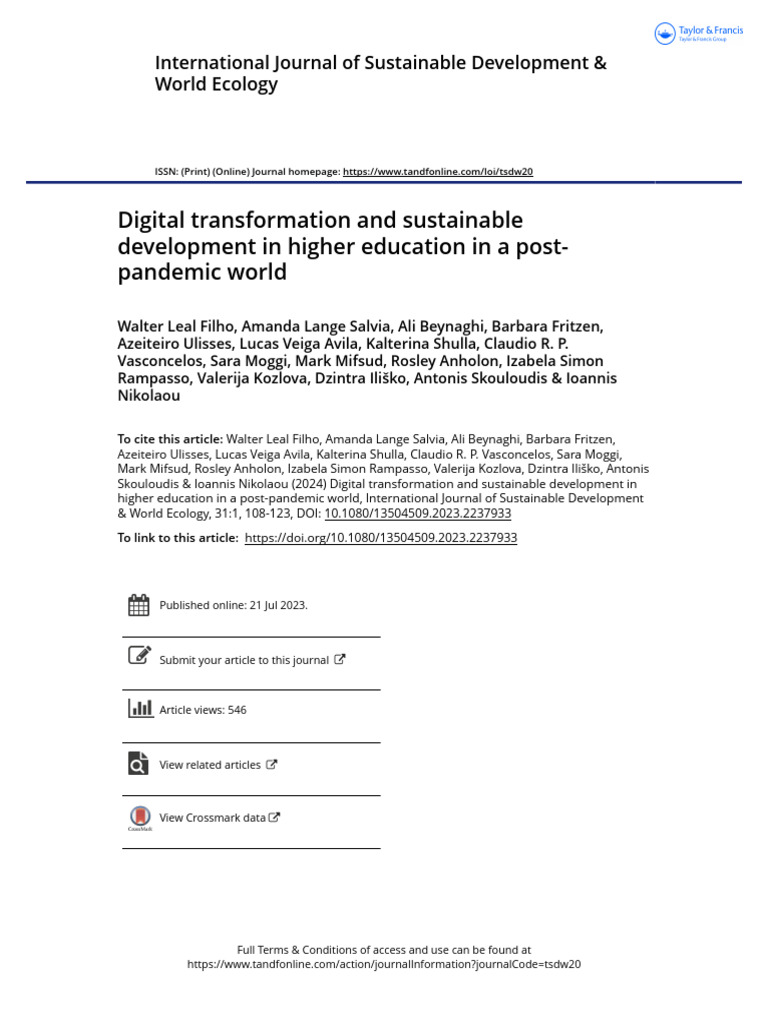 Digital Transformation and Sustainable Development in Higher Education ...