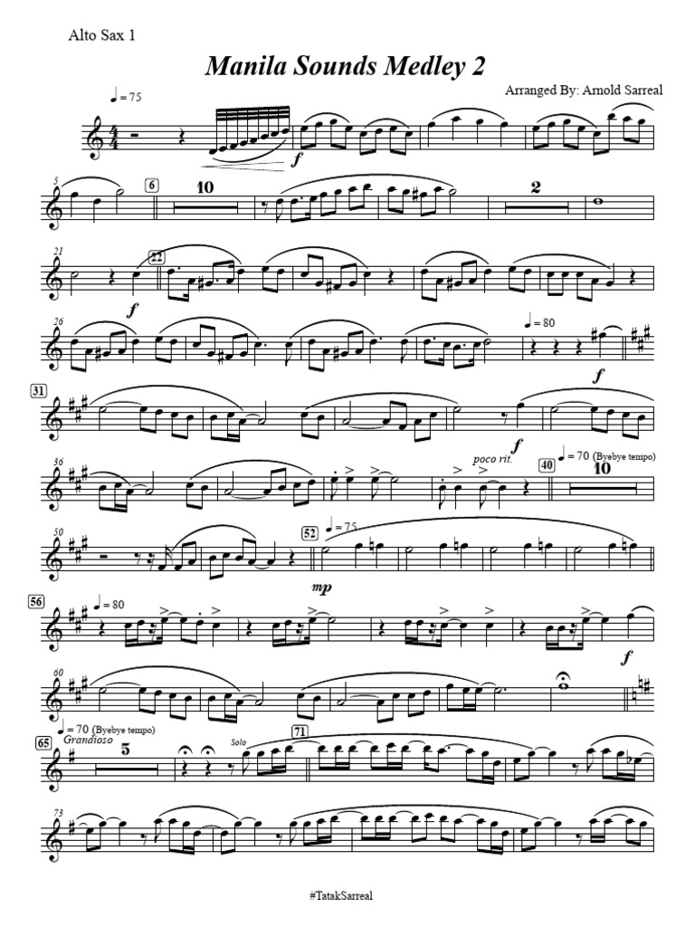 Manila Sounds Medley 2 Arrangement | PDF | Rhythm And Meter | Saxophone