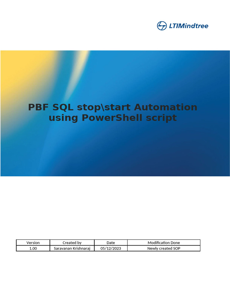 PBF SQL Stop-Start Automation | PDF | Microsoft Sql Server | Microsoft ...