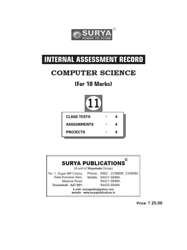 11th Computer Science English Medium Internal Assessment Record For 10 ...