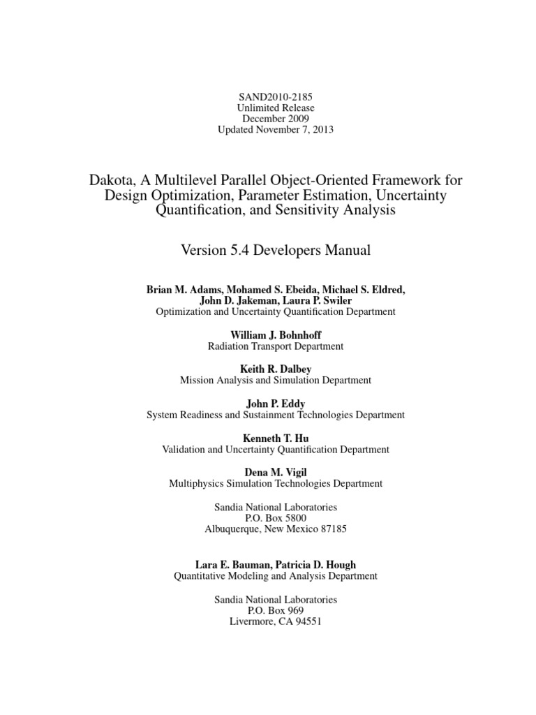 Dakota 5.4 Developer's Manual | PDF | Class (Computer Programming ...