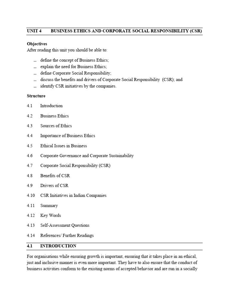 Business Ethics and CSR Overview | PDF | Corporate Social ...